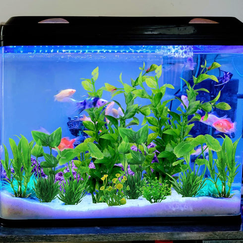 Fish Tank Accessories, 10pcs Green Plastic Plants for Aquarium Decor and Fish Tank Decorations