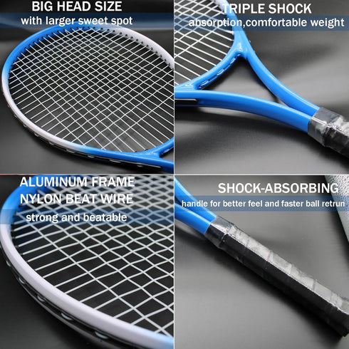 Magicorange Tennis Rackets Set for Adults, 2 Players Recreational with 4 Tennis Balls, 3 Overgrips, 1 Bag