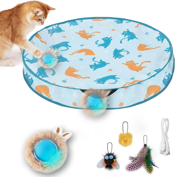 ZOMISIA Interactive Cat Toy Ball, Hide and Seek Cat Toys in Play