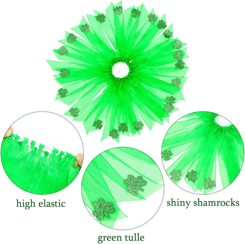 Weewooday 3 Pieces St. Patrick's Day Dog Costume, Mardi Gras Girl Dog Tutu Skirt and Bowtie Headband for Small Puppy