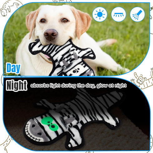 5pcs Set LECHONG No Stuffing Dog Squeaky Toys, Glowing Eyes Crinkle Plush Puppy Toys for Teething Chewing, Flat Tough