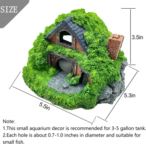 Tfwadmx 3 Pcs Hobbit House Resin Aquarium Decoration, Betta Hideout Cave, Mini Garden Landscaping Accessories