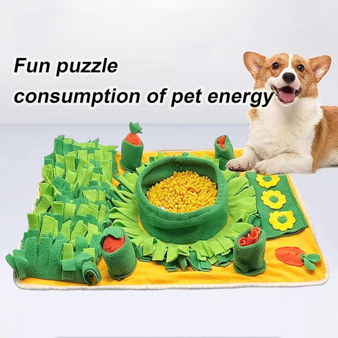 Pet Olfactory Feeding Pad Training Mat - Interactive Puzzle Toy for Dogs & Cats - Natural Foraging Tool - Spring