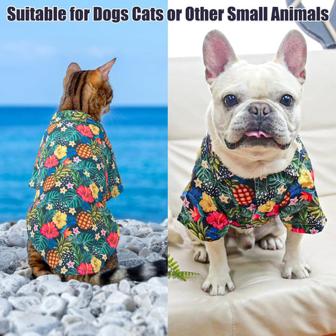 EXPAWLORER Dog Hawaiian Shirt - Breathable Summer Polo T-Shirts for Small Medium Large Dogs