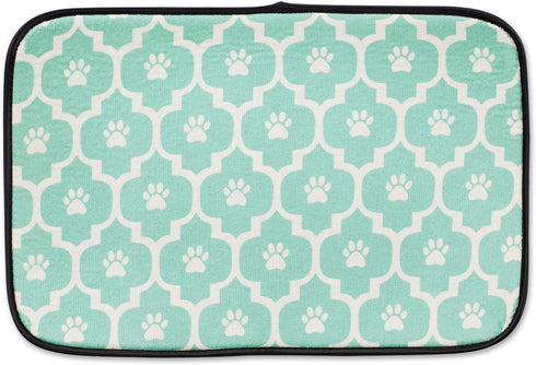Bone Dry Ultra Absorbent Pet Mat - Machine Washable, 12x18, Aqua/Off-White Lattice