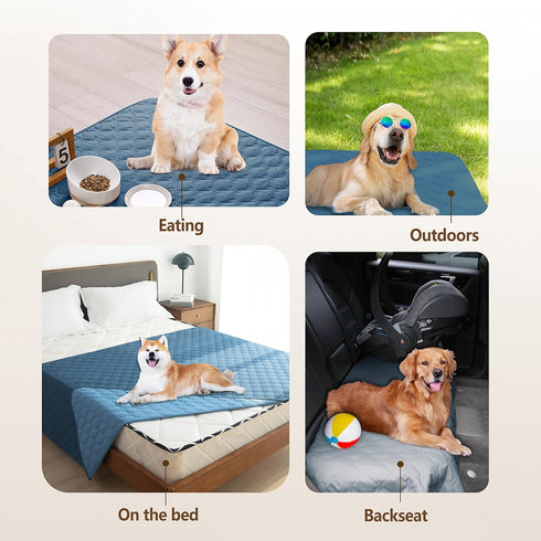 gogobunny 100% Double-Sided Waterproof Dog Bed Cover, Reversible Pet Blanket for Large Dog Cat, Dark Blue/Light Blue,