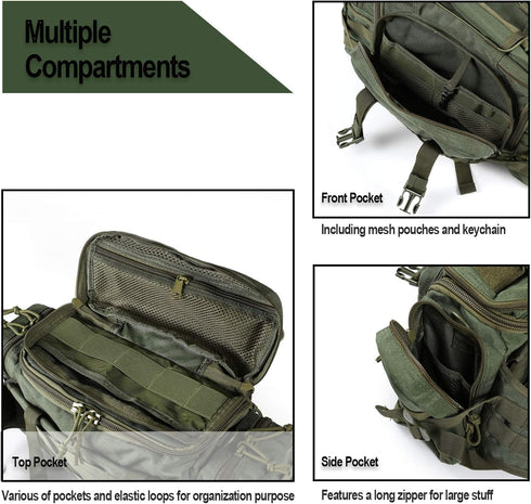 SHANGRI-LA Tactical Outdoor Sling Backpack, Hiking Fanny Waist Pack