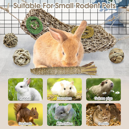 Chinchilla Hamiledyi Rabbit Seagrass Activity Mat Bunny Toy Hanging Rabbit Chew Toys for Teeth Enrichment Toys Seagrass