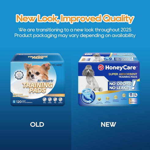 Honey Care All-Absorb, Small 17.5" x 23.5", 120 Count, Dog and Puppy Training Pads, Blue