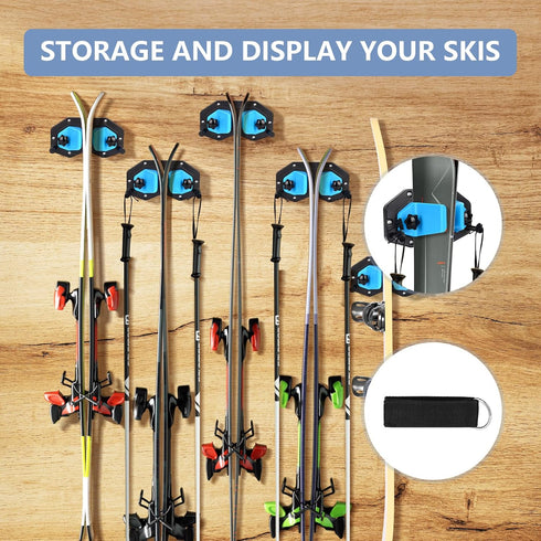 Ski Wall Mount, Snowboard Wall Mount, Wall Mounted Ski Storage Rack for Garage Organizer (1 Pack)