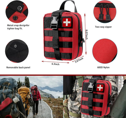 YUKONGAID 293Pcs/set - First Aid Kit Molle Pouches Emergency Survival Kit Suitable for Outdoor Activities, Home