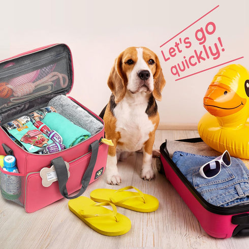 Multi-Function Pet Travel Bag - Ideal for Week Away/Overnight Trips - Cat & Dog Travel Accessories with Diaper Bag