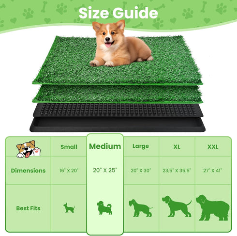 2 20x25inch Dog Grass Pad with Tray, Dog Grass Potty Patch Bathroom Mat, Washable Pee Pad for Puppy Training, Dog