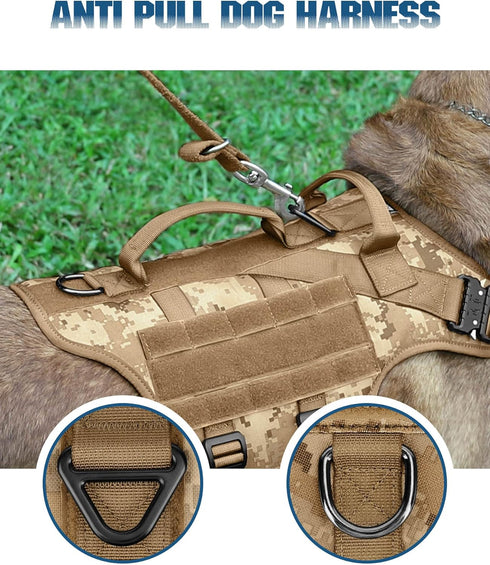 Tactical Dog Harness - PETNANNY Service Dog Vest for Large Breed, MOLLE Vest with Handle for Walking, Hiking, Training