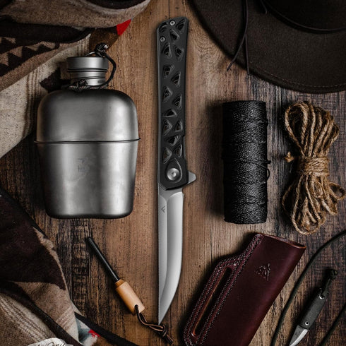 FLISSA Folding Knife, 4.5" Tactical Pocket Knife with Hollow-out Design Handle for Hunting, Survival, EDC, Camping
