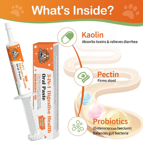 1 oz Antidiarrheal for Dogs - Kaolin Pectin Probiotic Paste for Dog, Anti-diarrheal for Cats - Puppy Probiotic Supports