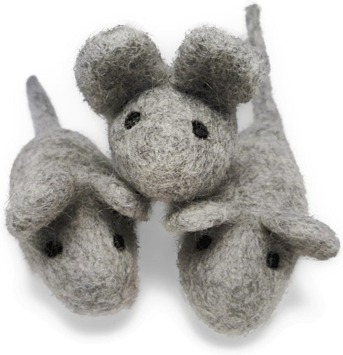 Cat Mouse Toy - 3 Felted Wool Mouse Toys Without Catnip for Indoor Cats and Kittens