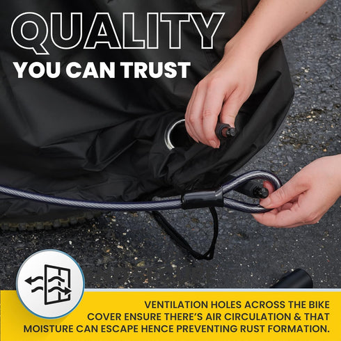 Waterproof Bicycle Cover for Outdoor Storage, Fits 1 or 2 Bikes, Heavy Duty Ripstop Fabric