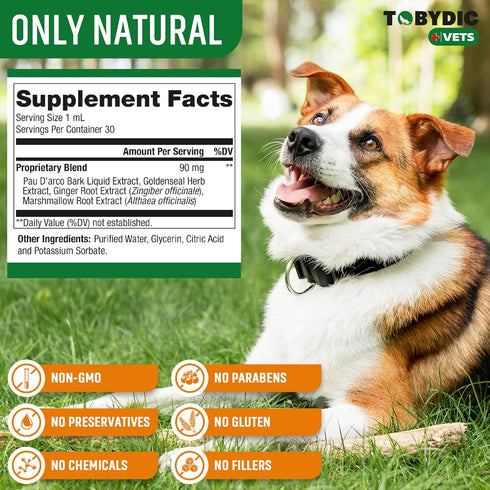 Natural Dog Yeast Infection Relief - Herbal Medicine Drops Supplement for Itchy Skin & Ear Treatment - Made in USA