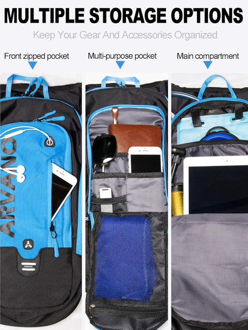Hydration Pack Backpack with 2L TPU Water Bladder, Lightweight Small Bike Backpack for Men Women, 6L Water Backpack for