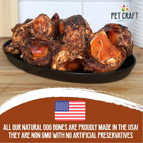 Pet Craft Supply USA Made Meaty Beef Knee Caps Bones 10-Pack Dog Treats for Aggressive Chewers, Rawhide Free Grain Free All Natural Slow Roasted Long Lasting Chew