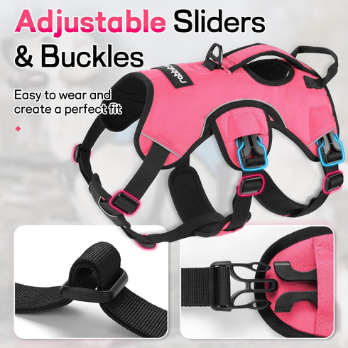 rabbitgoo Escape Proof Dog Harness, Soft Padded Full Body Vest, Reflective Adjustable No Pull for Large Dogs (XL, Pink)