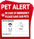 Pet Alert Safety Fire Rescue Sticker - 4 Pack, In Case of Fire Notify Rescue Personnel to Save Pets