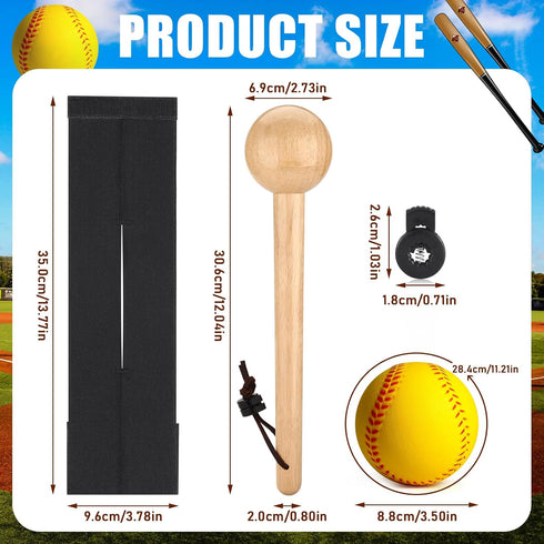 TOBWOLF 10PCS Baseball Glove Break in Kit for Adult Youth Catchers, Baseball Glove Mallet Baseball Mitts Shaper Wooden Baseball Hammer, Softball Glove Wrap Band, Plastic Practice Ball & Glove Locks