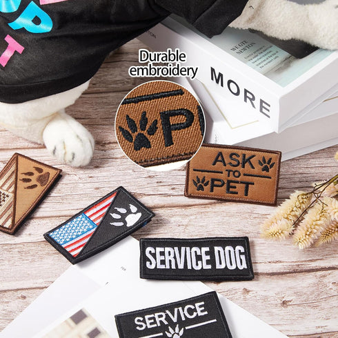 10 Pieces Service Dog Patches: Ask to Do Not Pet, Removable Tactical Vest Patch Set with American Flag