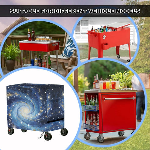 Xumfabuy 80-100 Patio Cooler Cover, Outdoor Bar Cart Cover for Quart Rolling Ice Chest Cooler, Galaxy Cart Covers