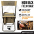 250 LBS, Black Sierra Folding Hunting Stool w/Under Seat Storage Pouch and Carry Strap, Lightweight Portable Hunt Chair