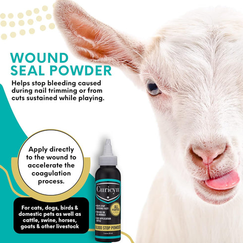 Blood Stop Powder, 3 oz, Quick Stop Bleeding for Dogs, Cats, Pigs, Horses, Styptic Powder for Wounds