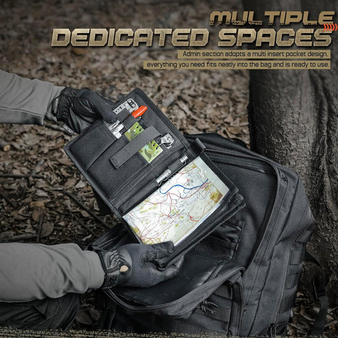 Tactical Map Case Military Pouch Holder, Foldable Map Storage Bag, 13"x10" Clear Viewing Area, Waterproof TPU + 1001D