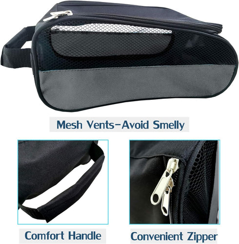Golf Shoe Bag, Gray Zippered Carrier Bags for Men/Women, Outdoor Ventilation Sport Shoes Bag, Travel Shoe Bags