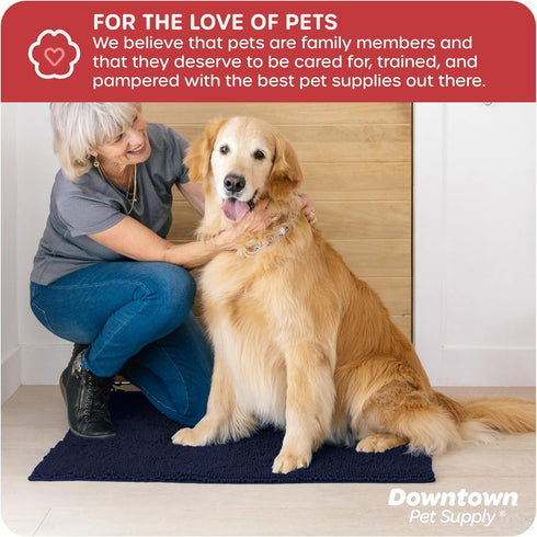 My Doggy Place Microfiber Dog Mat for Muddy Paws, 36" x 26" Navy Blue, Absorbent Quick-Drying, Non-Slip Rubber Backed