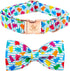 Elegant Little Tail Dog Collar - Summer Bow Tie Collar with Blue Bear Print for Medium Dogs