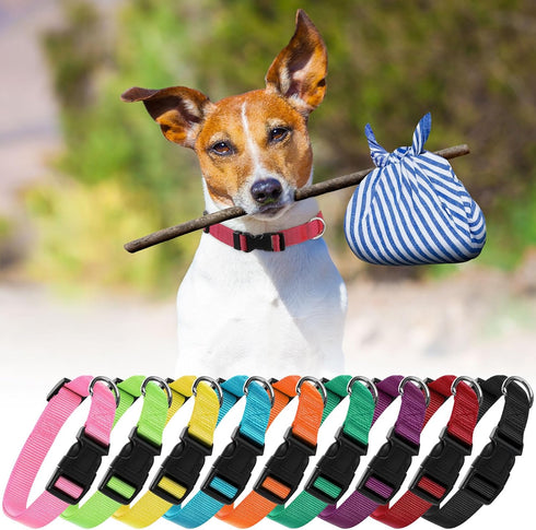 9 Pieces Adjustable Dog Collar for Medium Dogs - Soft Nylon with Quick Release Buckle, Bulk for Walking Running