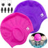 Unisex Swim Caps, 2 Pack Silicone Swimming Caps for Short/Long Hair with Ear Plugs & Nose Clip