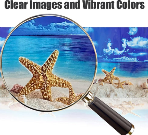 Beach Fish Aquarium Background Poster for 10-20 Gallon Tank, Double Sided Fish Tank Stickers