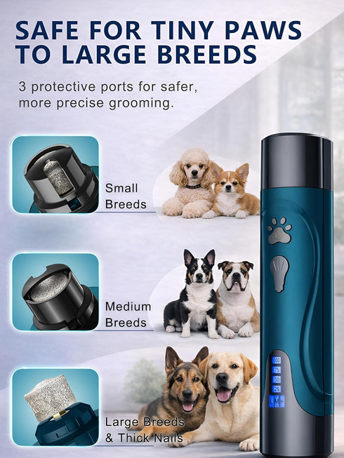 2 3 12,000 30dB Trimmer YABIFE Super Quiet Dog Nail Grinder & Clippers Kit with LED Lights, Speeds Up to RPM, Lower