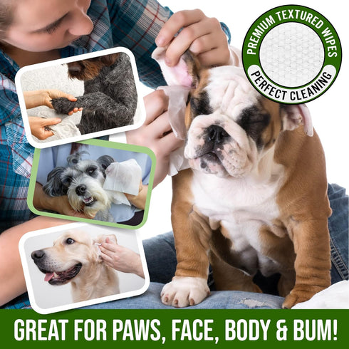 Dog Wipes for Paws, Butt, Ears, Eyes - Organic Hypoallergenic Lavender Scented Wipes, 100 Count
