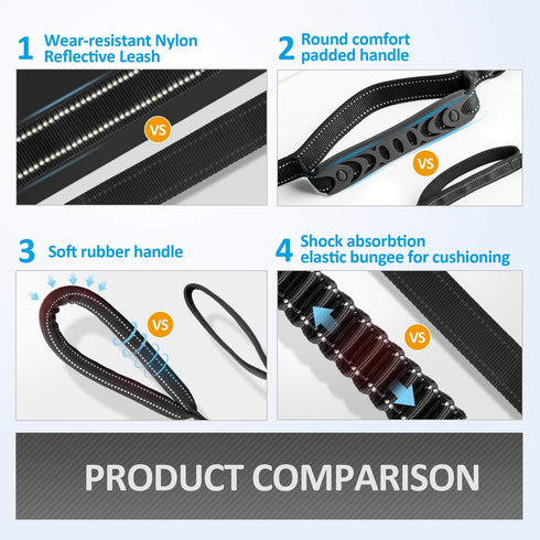 IOKHEIRA Multifunctional Leash with Car Seatbelt for Large, Medium Dogs, Adjustable 4-6 FT Strong Bungee Leash