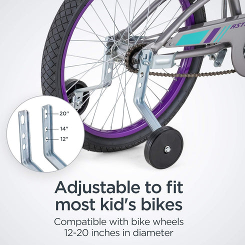 Schwinn Training Wheels for Kids Bikes, Fits 12-20 Inch Wheel Bicycles, Sturdy Steel Brackets, Easy to Adjust, 2 Decal