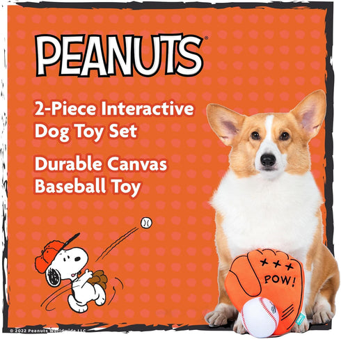 2-Piece Interactive Dog Toy Set - Durable Canvas Baseball Glove and Ball Toy, Fun Fetching & Chew Toy, 7 Inch