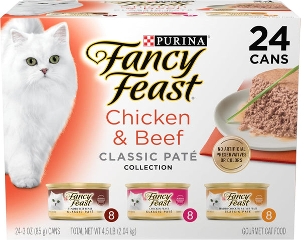 Purina Fancy Feast Chicken and Beef Classic Pate Collection Grain Free Wet