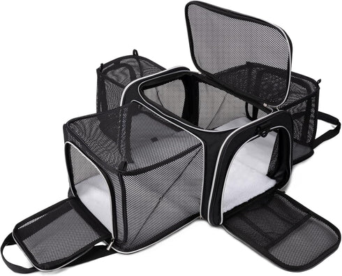 BAGLHER Cat Carrier Bag - Airline Approved Soft Side Pet Travel with 5 Open Doors and 3 Expandable Sides