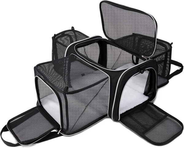 BAGLHER Cat Carrier Bag - Airline Approved Soft Side Pet Travel with 5 Open Doors and 3 Expandable Sides