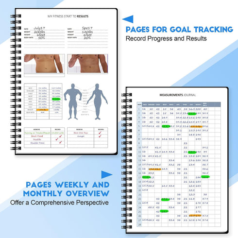 Harphia 100 Days Challenge Fitness Tracker Notebook - A5 Workout Journal for Men and Women, Progress Log Book Planner