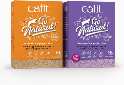 Catit Go Natural Pea Husk Clumping Cat Litter, Lightweight, Dust Free, Flushable Kitty Litter, 12.3 Lbs, Lavender