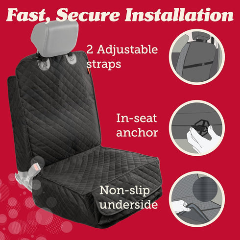 (2 Pack) 100% Lusso Gear Dog Car Seat Cover for Front Seat - Waterproof, Nonslip - Full Protection for Passenger Chair